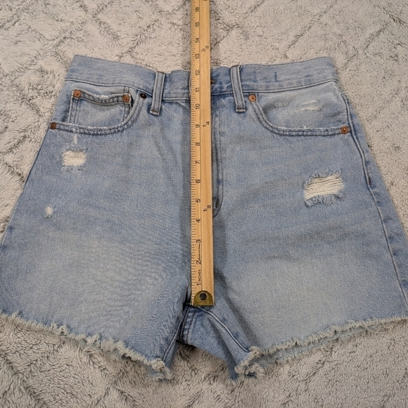Madewell Shorts Women's 27 Blue Light Byers Wash The MomJean Ripped Edition - Picture 4 of 10